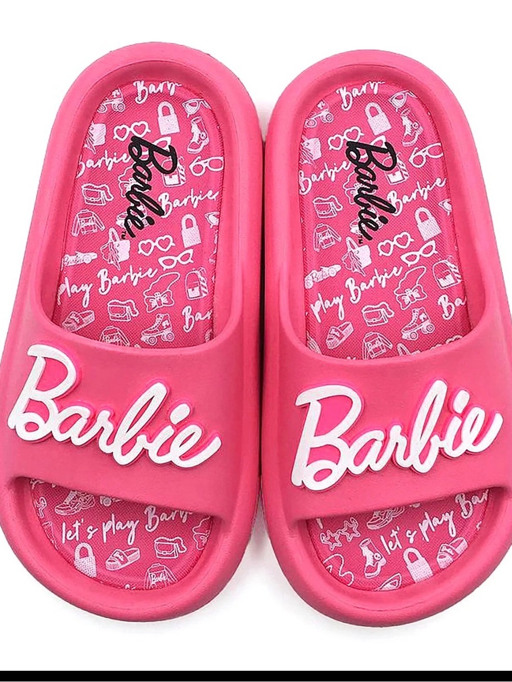 Barbie Pink Logo Slide Sandals for women